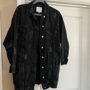 Zara Distressed Oversized Denim Jacket